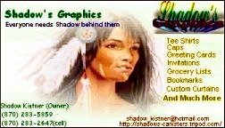 Native American Woman Shadow's Graphics Plus Logo