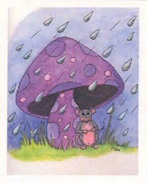 Mouse Under Mushroom in Rain